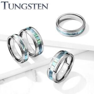 New Tungsten carbide Abalone Inlay Center‎ Ring size 9